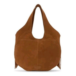 Lucky Brand Nyra Honey Tan Suede Fringe Leather Hobo Shoulder Bag Boho NWT